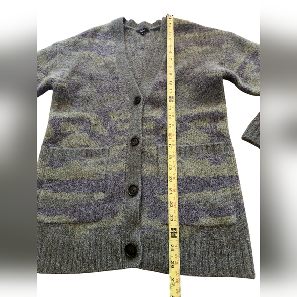 Rails Runi Green Gray Camouflage Button Cardigan Alpaca Wool Fuzzy Thick Knit XS - Picture 5 of 7